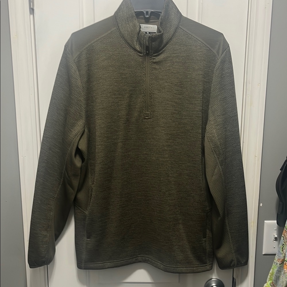 PGA Tour 1/4 Zip Long Sleeve Pullover Olive Green Sweater - Medium